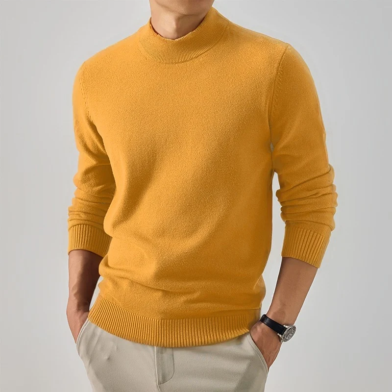Herren Kurzer Rollkragen-Feinstrickpullover mit schmaler Silhouette Nord Taschen