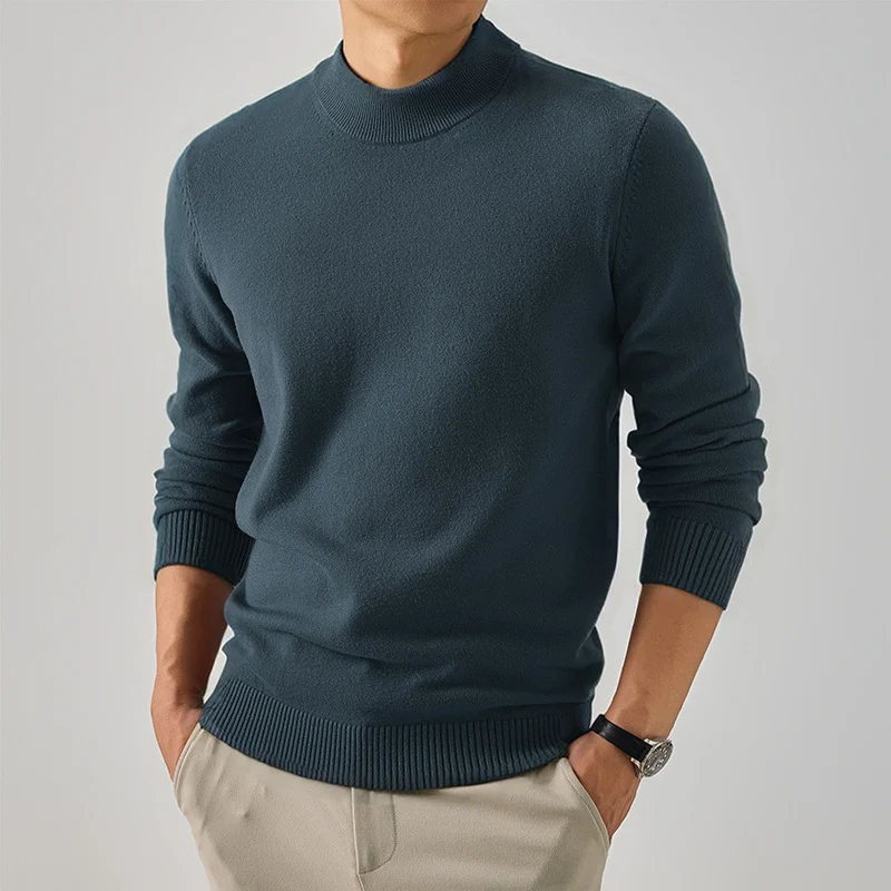 Herren Kurzer Rollkragen-Feinstrickpullover mit schmaler Silhouette Nord Taschen