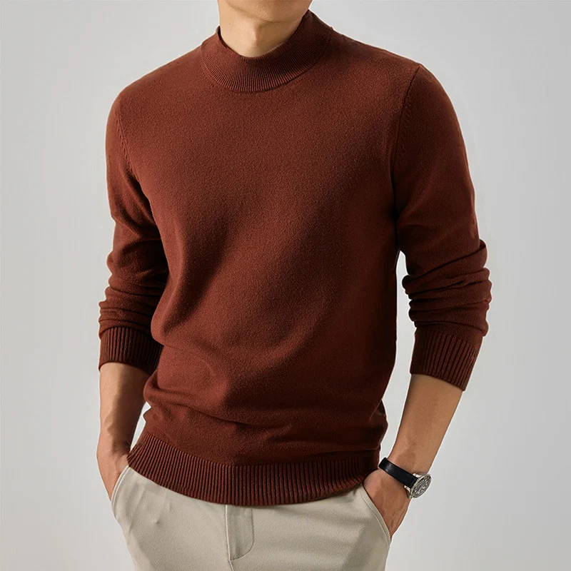 Herren Kurzer Rollkragen-Feinstrickpullover mit schmaler Silhouette Nord Taschen