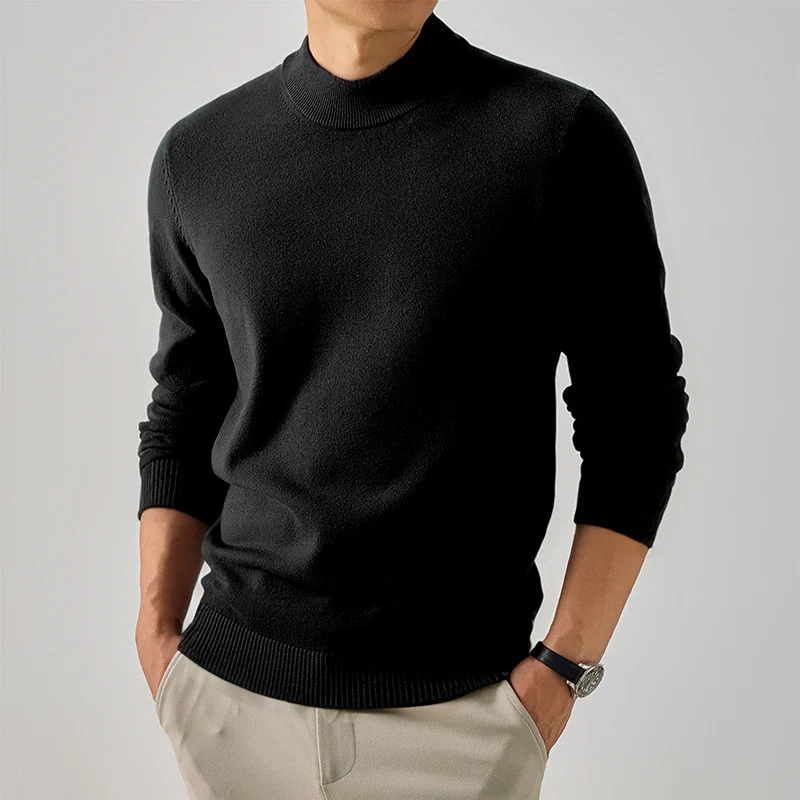 Herren Kurzer Rollkragen-Feinstrickpullover mit schmaler Silhouette Nord Taschen