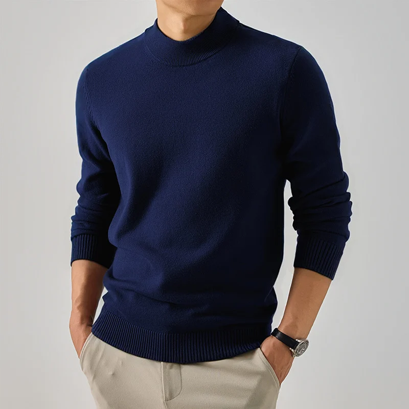 Herren Kurzer Rollkragen-Feinstrickpullover mit schmaler Silhouette Nord Taschen