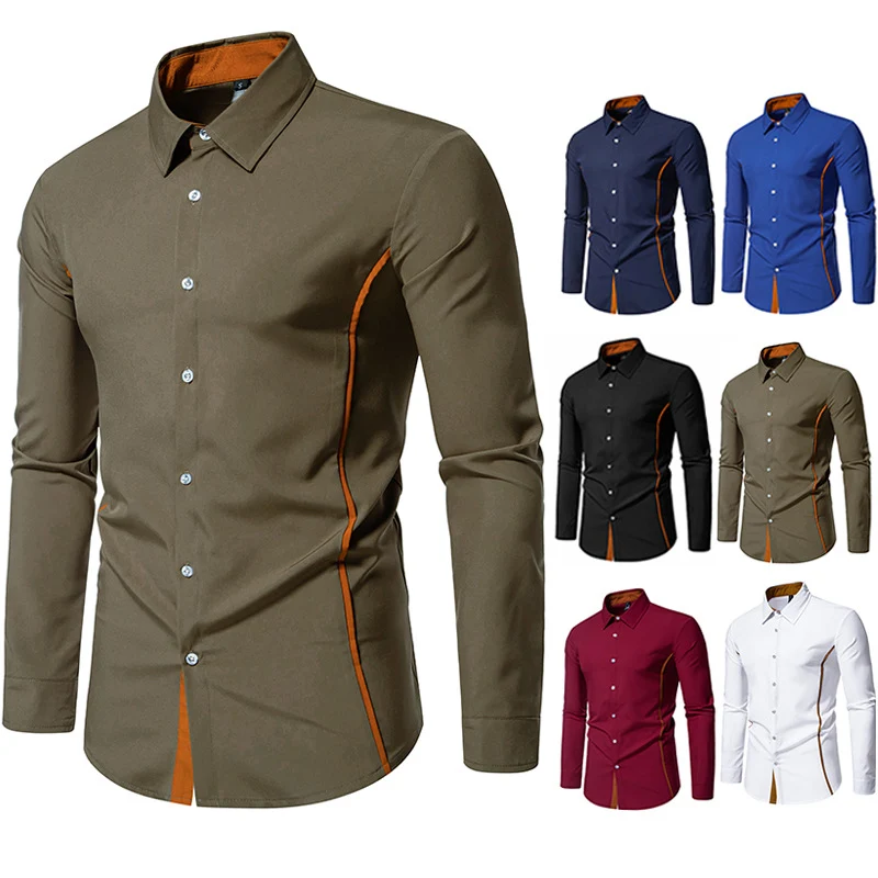 Herren Kontrastbesetztes Slim-Fit Businesshemd mit Umschlagmanschetten Nord Taschen