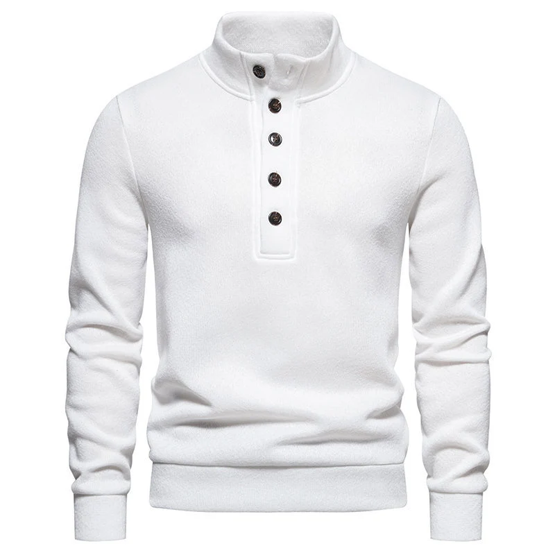 Herren Komfortabler Feinstrick-Pullover mit Knopfleiste und Stehkragen Nord Taschen