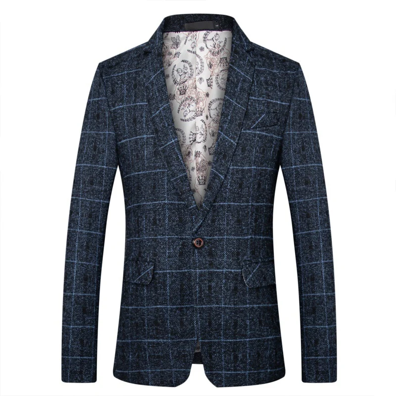 Herren Karo-Sakko in Tweed-Optik mit Schalkragen und taillierter Silhouette Nord Taschen