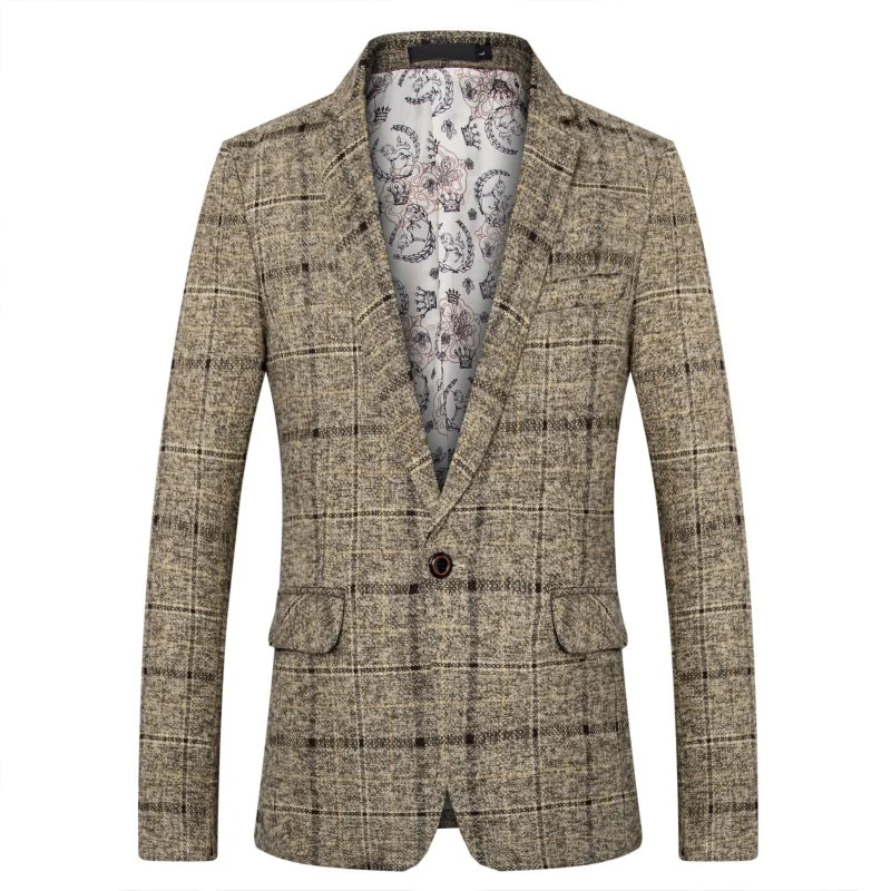 Herren Karo-Sakko in Tweed-Optik mit Schalkragen und taillierter Silhouette Nord Taschen