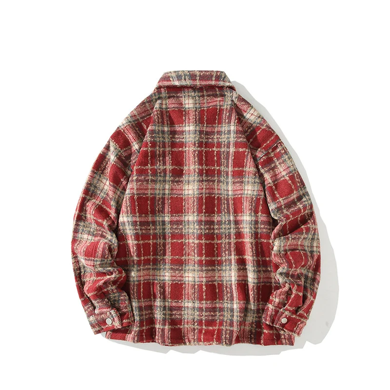 Herren Kariertes Flanell-Overshirt mit Druckknopffront und geradem Schnitt Nord Taschen