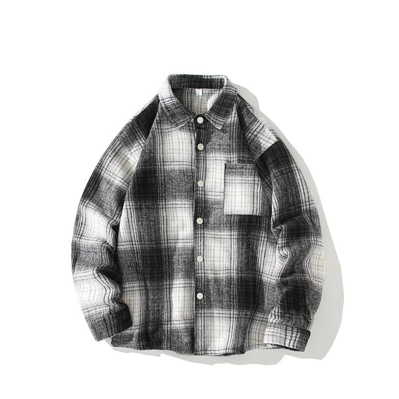 Herren Karierte Overshirt-Hemdjacke aus gebürstetem Baumwollmix mit Brusttasche Nord Taschen
