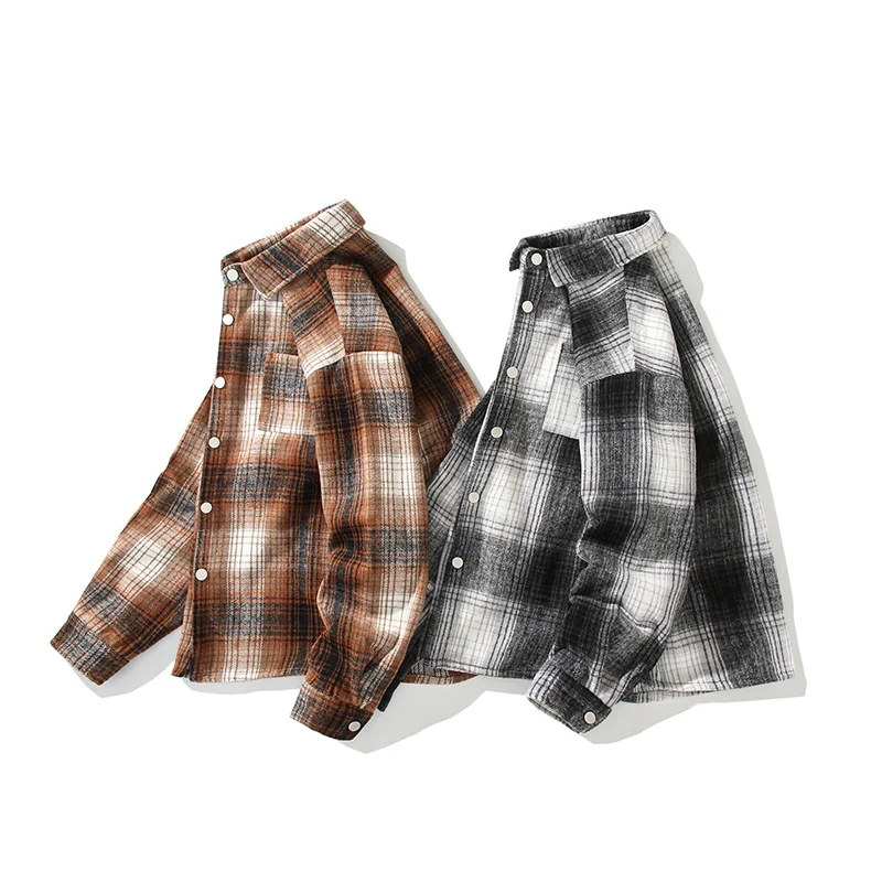 Herren Karierte Overshirt-Hemdjacke aus gebürstetem Baumwollmix mit Brusttasche Nord Taschen