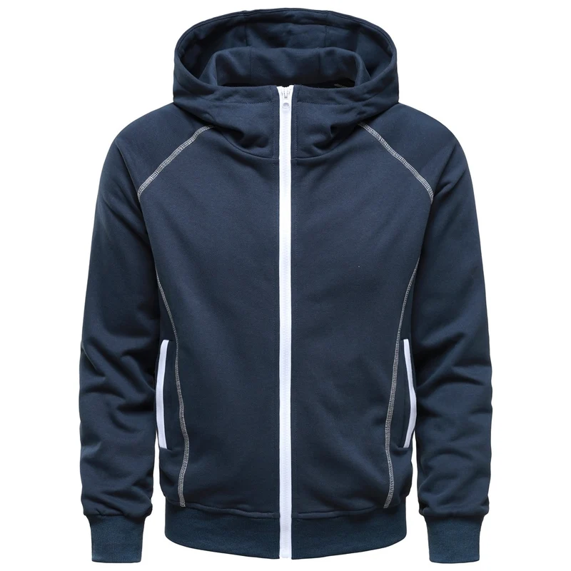 Herren Kapuzen-Zipjacke im sportlichen Raglanstil mit Kontrastnähten und gerippten Bündchen Nord Taschen