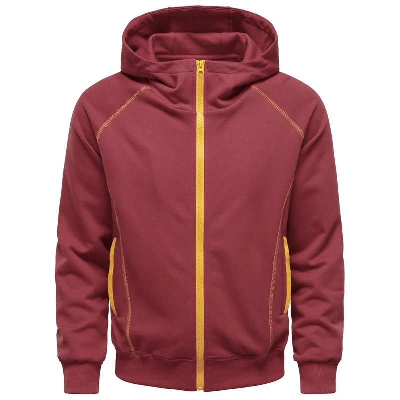 Herren Kapuzen-Zipjacke im sportlichen Raglanstil mit Kontrastnähten und gerippten Bündchen Nord Taschen