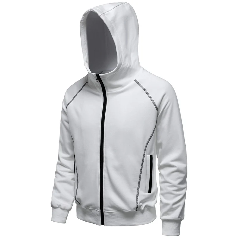 Herren Kapuzen-Zipjacke im sportlichen Raglanstil mit Kontrastnähten und gerippten Bündchen Nord Taschen