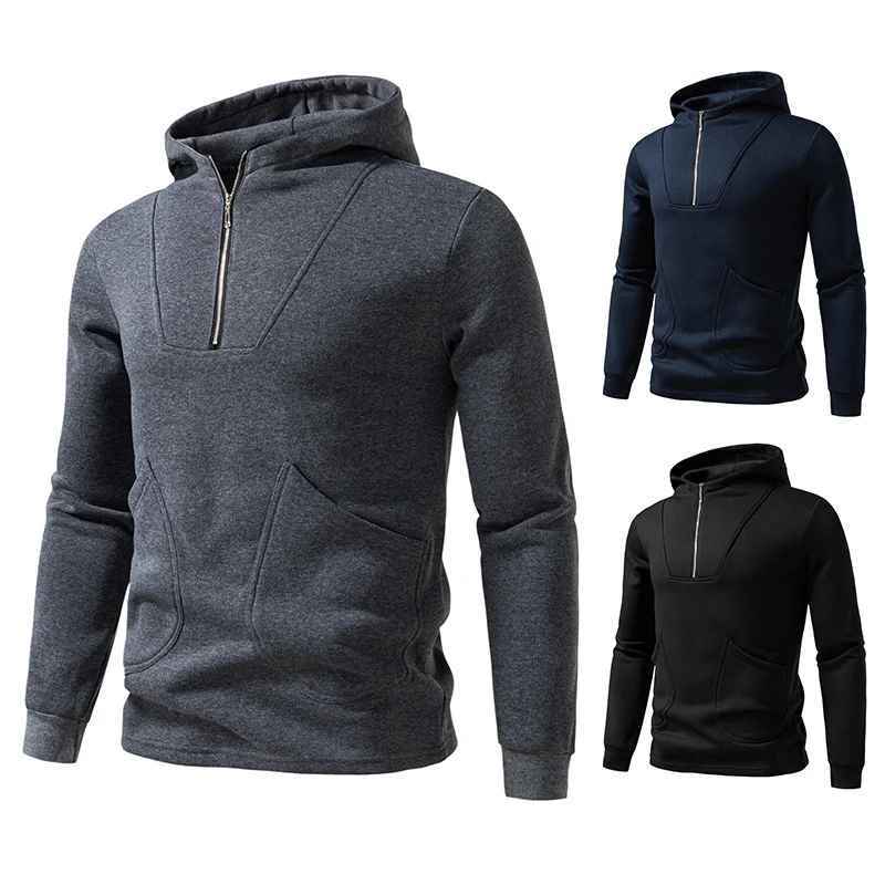 Herren Kapuzen-Halbzip-Pullover mit Kängurutasche und relaxed Fit Nord Taschen