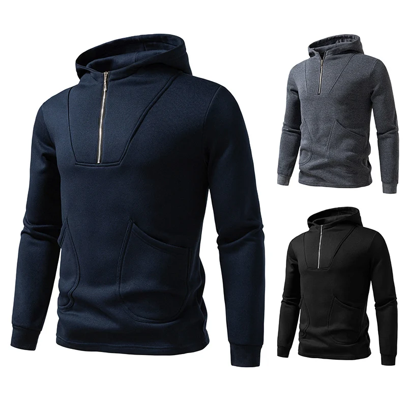 Herren Kapuzen-Halbzip-Pullover mit Kängurutasche und relaxed Fit Nord Taschen