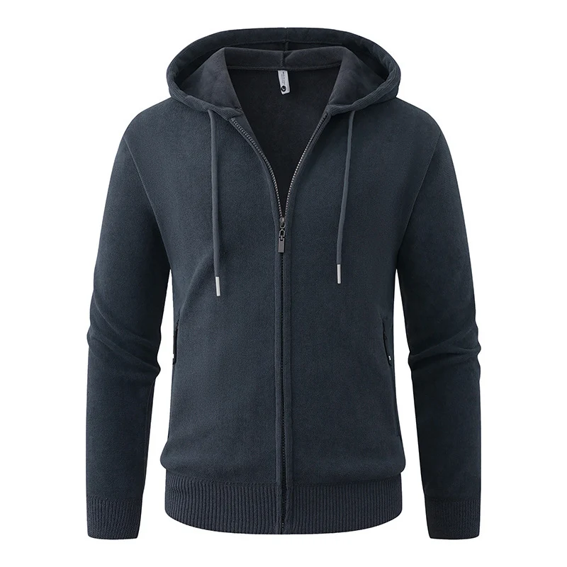 Herren Kapuzen-Fleecejacke mit durchgehendem Reißverschluss und gerippten Bündchen Nord Taschen