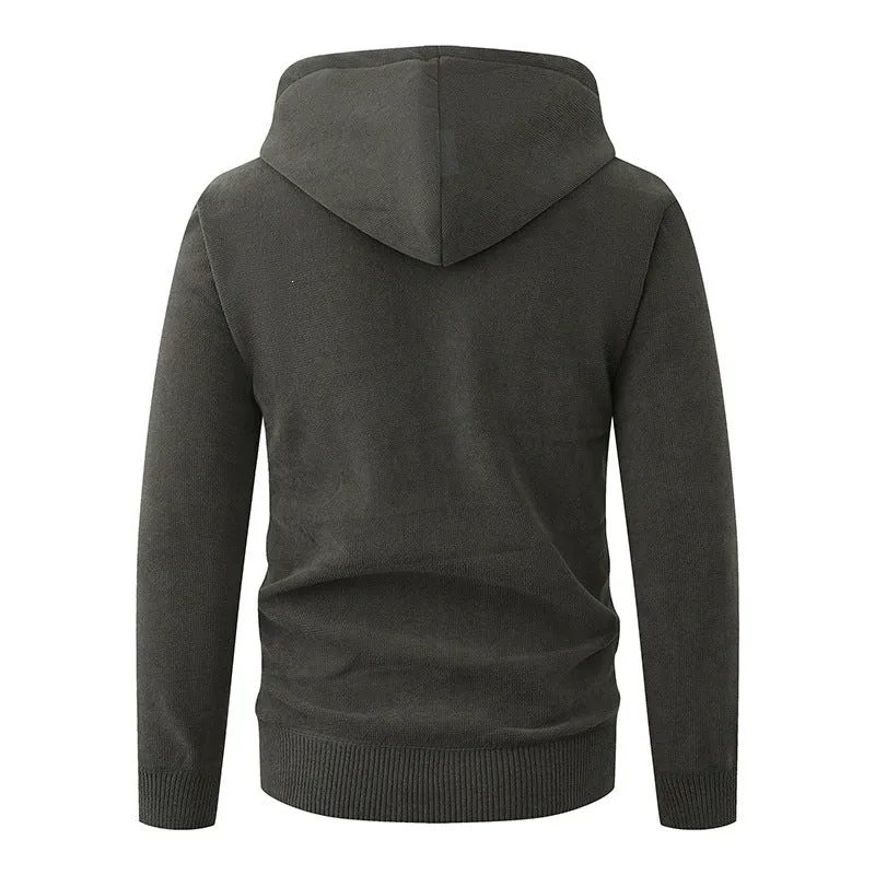 Herren Kapuzen-Fleecejacke mit durchgehendem Reißverschluss und gerippten Bündchen Nord Taschen