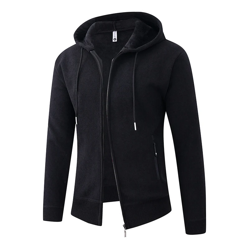 Herren Kapuzen-Fleecejacke mit durchgehendem Reißverschluss und gerippten Bündchen Nord Taschen